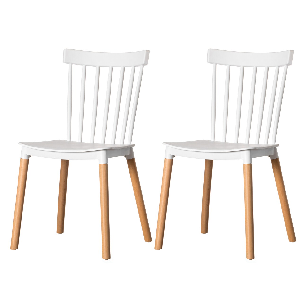 Modern Plastic Dining Chair Windsor Design with Beech Wood Legs